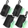 Outus 4 Dog Poop/Waste Bag Holder Leash Attachment, Dog Poop Bag Dispenser Zipper Pouch with Aluminum Keychain Clip Includes 4 Roll of Pick-up Bags, Fits for Any Dogs Leash (Black)