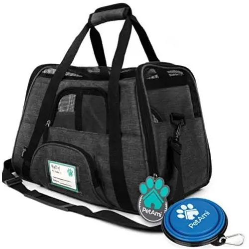 PetAmi Premium Airline Approved Soft-Sided Pet Travel Carrier | Ventilated, Comfortable Design with Safety Features | Ideal for Small to Medium Sized Cats, Dogs, and Pets PetAmi Premium Airline Approved Soft-Sided Pet Travel Carrier | Ventilated, Comfortable Design with Safety Features | Ideal for Small to Medium Sized Cats, Dogs, and Pets