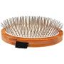 Bass Brushes | Style & Detangle Pet Brush Alloy Pin | Pure Bamboo Handle | Palm Style | Striped Finish | Model A6-Sb