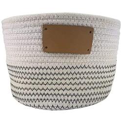 Midlee Rope Dog Toy Basket with Blank Label- Personalize It!