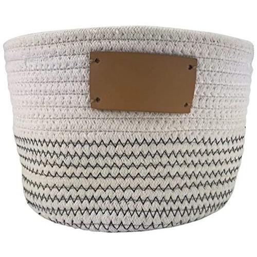 Midlee Rope Dog Toy Basket with Blank Label- Personalize It!