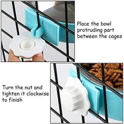 kathson Crate Dog Bowl, Stainless Steel Removable Hanging Cage Food Bowl Pet Food Spoon & Water Feeder Bowls Coop Cup for Puppy Cat Bird Rabbit（3 PCS）