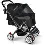 WONDERFOLD P1 Folding Pet Stroller Wagon for Dogs/Cats, 4 Wheels, Zipperless Entry, Storage Basket, Cup Holder