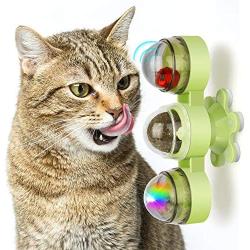 AJK Windmill Cat Toys Teasing Interactive Turnable Indoor Kitten Toy with Strong Suction Cup, Catnip, Bells, Flashlight Balls