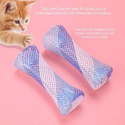 Cat Spring Tube Toy, 10Pcs Freely Folding Spring Shape Multi-Color Cat Bouncing Toy Fun Pet Action Interactive Toys