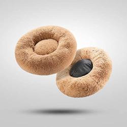 HZBOYA Plush Round Pet Bed for Cats or Small Dogs Soft Donut Calming Cushion Bed Enjoy Sleep, Anti-Slip Durable Machine Washable Self Warming Indoor