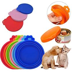 TOULIFLY Pet Food Can Covers, Can Covers for Pet Food Cans, Universal Size, 6 Pcs Silicone Pet Can Covers & 3 Pcs Pet Spoons, Pet Food Can Cover Universal Silicone Cat Dog Food Can Lids