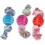 Pet Toys Great 3 PCS Pet Dog Toys Chew Teeth Clean Outdoor Traning Fun Playing Rope Ball(Blue) (Color : Rose Red)