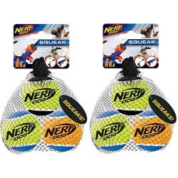 Nerf Dog Tennis Ball Dog Toy with Interactive Squeaker, Lightweight, Durable and Water Resistant, 2.5 Inches, for Small/Medium/Large Breeds, Six Pack,