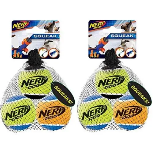 Nerf Dog Tennis Ball Dog Toy with Interactive Squeaker, Lightweight, Durable and Water Resistant, 2.5 Inches, for Small/Medium/Large Breeds, Six Pack, Nerf Dog Tennis Ball Dog Toy with Interactive Squeaker, Lightweight, Durable and Water Resistant, 2.5 Inches, for Small/Medium/Large Breeds, Six Pack,