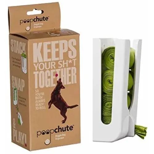 The Original PoopBags PoopChute Pet Waste Bag Wall Mounted Dispenser with 4 Free Rolls, 60 8x13 Poop Bags Included - Dual Patented, White The Original PoopBags PoopChute Pet Waste Bag Wall Mounted Dispenser with 4 Free Rolls, 60 8x13 Poop Bags Included - Dual Patented, White