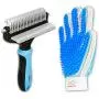Pet Grooming Kit for Dog and Cat with 2 Sided Grooming Brush and 2 Sided Grooming Glove for De-Shedding, De-Matting and Cleaning All Pet Hair Effectively