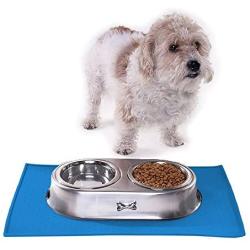 My Doggy Place Dog Cat Food Feeding Mat, Non Slip FDA Silicone, Size Large, Color Blue