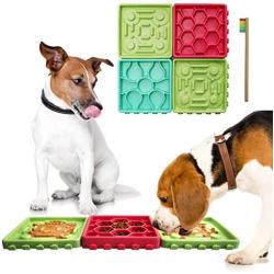 GAGILAND Combined Dog Slow Feeder Lick Mat with Suctions Dog Bathing Grooming Distraction Slow Feed Tray 4-in-1