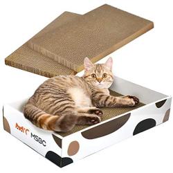 GooFoto Cat Scratcher Cardboard Scratching Collection Toy Scratchy Box Lounge Durable Scratching Pad Reversible Relaxing Bed