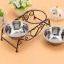 Zerone Elevated Double Pet Bowl, Polished Stainless Steel Modern Cat Dog Double Puppy Pet Water Food Lower Raised Feeder Dish Bowls Stand US for Home, Great Gift Zerone Elevated Double Pet Bowl, Polished Stainless Steel Modern Cat Dog Double Puppy Pet Water Food Lower Raised Feeder Dish Bowls Stand US for Home, Great Gift
