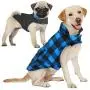 AOFITEE Reversible Dog Cold Weather Coat, Waterproof British Style Plaid Winter Pet Jacket, Warm Cotton Lined Vest Windproof Collar Outdoor Apparel for Small Medium and Large Dogs