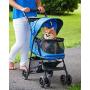 Pet Gear No-Zip Happy Trails Pet Stroller for Cats/Dogs, Zipperless Entry, Easy Fold with Removable Liner, Storage Basket + Cup Holder
