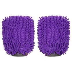 Hertzko 2 Pack Pet Towel Glove Ultra Absorbent Chenille Coral Fleece Material - Great for Drying Dog or Cat Fur After Bath