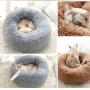 Plush Donut Pet Bed - Plush Bed for Dogs and Cats, with Donut Motif, Warm Soft for Small Medium Large Pet (Gray M-19.7''x 7.9'')