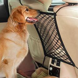 AUTOWN Car Dog Barrier, Dog Net for Car Between Seats, Pet Net Barrier Front Seat, Car Mesh Barrier Back Seat, Universal Stretchy Car Seat Storage Mesh Net