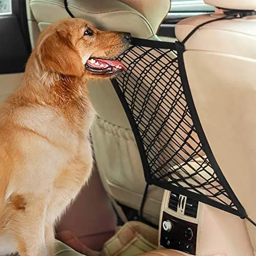 AUTOWN Car Dog Barrier, Dog Net for Car Between Seats, Pet Net Barrier Front Seat, Car Mesh Barrier Back Seat, Universal Stretchy Car Seat Storage Mesh Net
