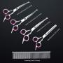 Breeze Touch Dog Grooming Scissors - Hair Thinning Shears for Dogs with Heavy Duty Stainless Steel Thinning, Straight, Curved Shears, Comb, Nail Clipper, Nail File & Grooming Glove 8 Pcs