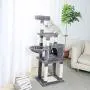 Xinyu 53 Inches Cat Tree Cat Condo with an Extra-Large Scratching Pad, Basket(Supported by Two Posts) Grey Xinyu 53 Inches Cat Tree Cat Condo with an Extra-Large Scratching Pad, Basket(Supported by Two Posts) Grey