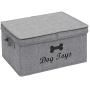 Large Canvas Dog Basket with lid 16.5''x12'' inch Storage for Dog Supplies - Perfect Puppy Storage bin for organizing Dog Doggie Toys and Accessories