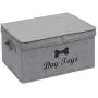 Large Canvas Dog Basket with lid 16.5''x12'' inch Storage for Dog Supplies - Perfect Puppy Storage bin for organizing Dog Doggie Toys and Accessories