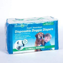 Clean Go Pet Disposable Doggie Diapers — Convenient Diapers for Incontinent Dogs, Dogs in Heat, and Puppies, Small