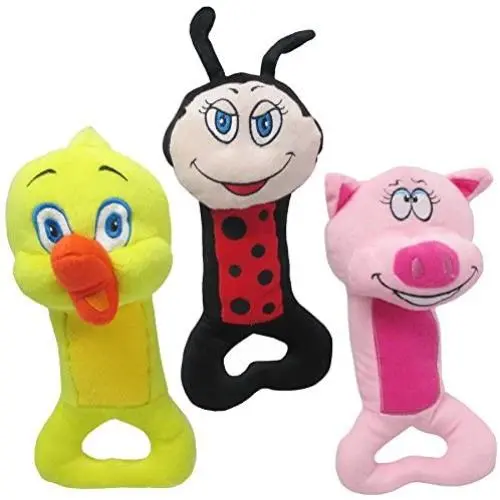 Pets First Bonehead Plush Squeaking Animal Tug Toy Bundle (Set of 3), 11'' Pets First Bonehead Plush Squeaking Animal Tug Toy Bundle (Set of 3), 11''
