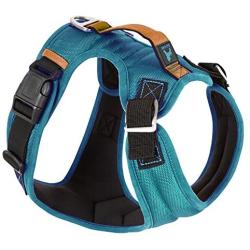 Gooby Pioneer Dog Harness with Control Handle & Seat Belt Restrain Capability, small, Blue