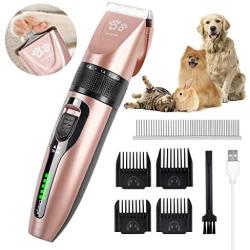Hommie Pet Grooming Clipper, 2 in 1 Dog Grooming Clippers Wireless Kit with Double Blades, USB Rechargeable Dog Shaver, Clipper for Dogs, Cats, Rabbits. (S300, Rose Gold)