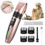 Hommie Pet Grooming Clipper, 2 in 1 Dog Grooming Clippers Wireless Kit with Double Blades, USB Rechargeable Dog Shaver, Clipper for Dogs, Cats, Rabbits. (S300, Rose Gold)