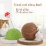 ocijf179 Cat Ball Toy Pet Kitten Sisal Rope Weave Ball Wear-Resistant Cat Scratching Board Playing Toy - Beige