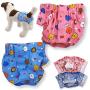 FunnyDogClothes Pack of 2 Dog Female Diapers Sanitary Pants Cotton for Small Pet Cat (Pack of 2 Pants, S: Waist: 10'' - 13'')