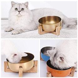 La La Pet Pet Feeder Feeding Bowl Stainless Steel Bamboo Rise Food Bowl Drinking Bowl for Dogs Cats