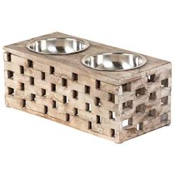 Huntley Pet Elevated Dog and Cat Double Bowl Feeder Stainless Steel Bowls