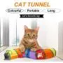 KnocKconK Cat Play Tunnel, Colorful Rainbow Pet Tube Toy Collapsible, S-Tunnel Hole, Cat Indoor Game for Hiding Training and Running, Interactive Cat Puzzle Exercisin