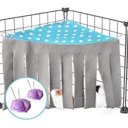 Snewvie Guinea Pig Hideout Hideaway, Corner Fleece Small Animal Hideout Hide Out for Guinea Pig Chinchilla Rabbit Bunny Rat Hedgehog Squirrel Ferret and Other Small Pet House Hut Nest Toy Cage