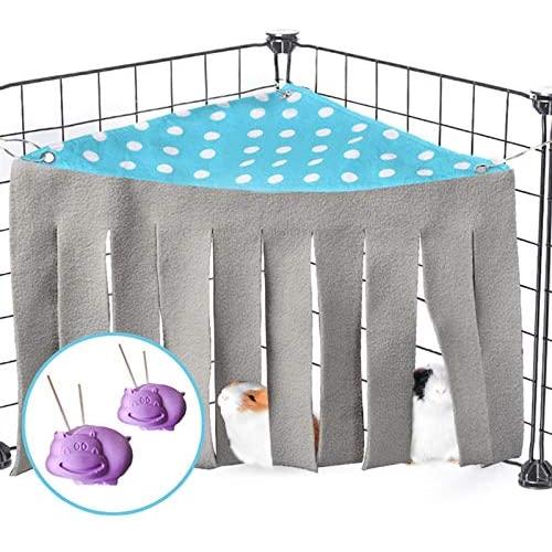 Snewvie Guinea Pig Hideout Hideaway, Corner Fleece Small Animal Hideout Hide Out for Guinea Pig Chinchilla Rabbit Bunny Rat Hedgehog Squirrel Ferret and Other Small Pet House Hut Nest Toy Cage