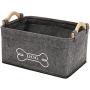 Brabtod Felt pet Toy Box and Dog Toy Box Storage Basket with Wood Handle, Perfect for organizing pet Toys, Blankets, leashes and Food