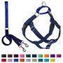 2 Hounds Design Freedom No-Pull Dog Harness with Leash, Large, 1-Inch Wide, Navy