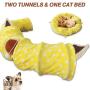 HOMEYA Cat Dog Tunnel Bed with Mat, Collapsible 3 Way Cat Tube Condo Play Toy with Peek Hole Fun Ball Indoor Outdoor Interactive Hideout Exercising House Toys for Valentine Pet Kittens Kitty Gifts
