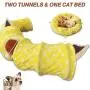 HOMEYA Cat Dog Tunnel Bed with Mat, Collapsible 3 Way Cat Tube Condo Play Toy with Peek Hole Fun Ball Indoor Outdoor Interactive Hideout Exercising House Toys for Valentine Pet Kittens Kitty Gifts HOMEYA Cat Dog Tunnel Bed with Mat, Collapsible 3 Way Cat Tube Condo Play Toy with Peek Hole Fun Ball Indoor Outdoor Interactive Hideout Exercising House Toys for Valentine Pet Kittens Kitty Gifts