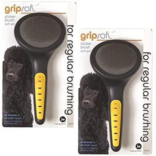 JW Pet Company GripSoft Slicker Brush Soft Pin Dog Brush, 2 Pack JW Pet Company GripSoft Slicker Brush Soft Pin Dog Brush, 2 Pack
