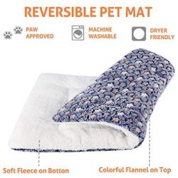 Mora Pets Ultra Soft Pet (Dog/Cat) Bed with Cute Prints | Reversible Fleece Crate Bed Mat | Machine Washable Pet Bed Liner(36-inch, Dark Blue)