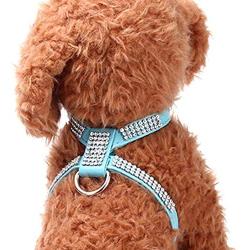 PETCARE Sparkly Rhinestone Bling Dog Harness Leash Set Soft Leather Shining Diamonds Pet Collar Harness Vest for Puppy Small Dogs Cats
