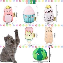 Chalyna 6 Pieces Cat Catnip Toys Plush Cat Toys Kitten Cat Chew Toys with Adorable Animal Face Bite Resistant Pet Toys for Kitty Cats Chewing and Playing